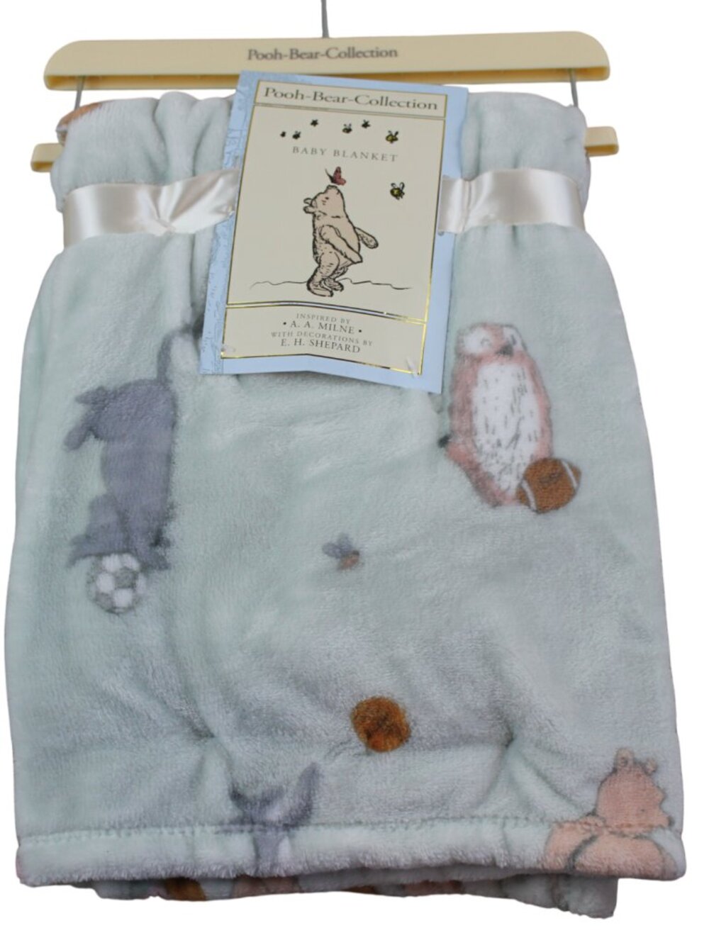Winnie the Pooh Bear Collection Sports Balls Baby Blanket Fleece Boys Green NWT